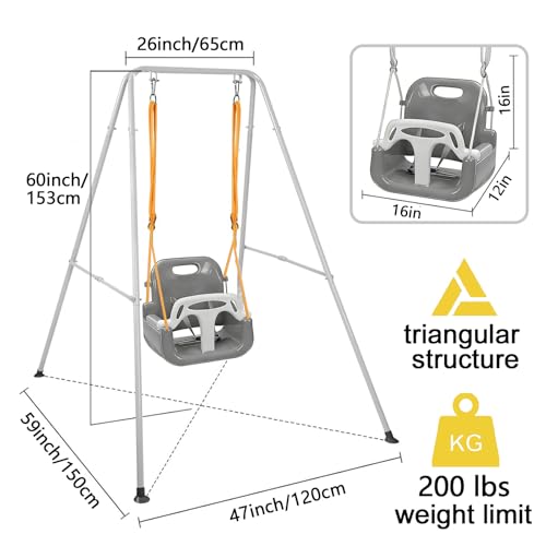 Image of 2 in 1 Toddler Swing & Jumper with Frame, Outdoor, Indoor, Baby Swing with Safety Belt for Indoor and Outdoor Use, Foldable Metal Stand & Clear Instructions, Easy to Assemble