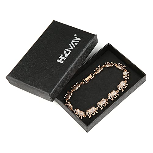 Hzman 14K Gold Plated Silver Tennis Bracelet For Women Girls Cubic Zirconia Crystal Elephant Bracelets Jewelry Gift #TOP6
