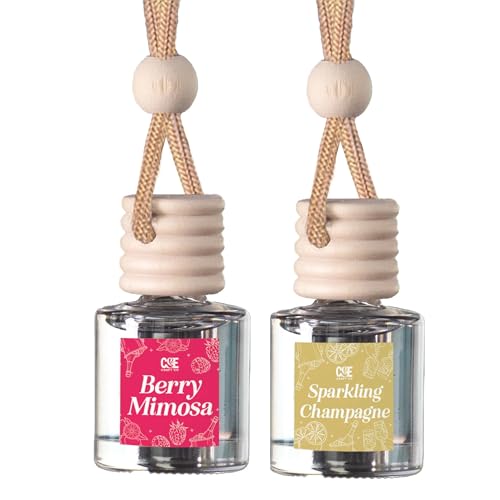 Image of CANDECraftCo Car Air Hanging Fragrance Oil, Car Auto Freshener for Essential Oils, Scents Fragrance Aromatherapy Automobile Diffuser, Long Lasting (Berry Mimosa + Champagne)