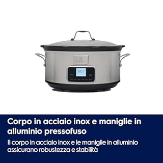 Electrolux Esc7400 Slow Cooker, Pentola Elettrica In Acciaio Inox Per Cottura Lenta Con Sei Programmi Predefiniti, 235 W, 6.6 L, Argento, Amazon Exclusive