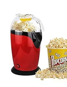 Hil Hot Air Popcorn Maker - Compact Tabletop Corn Kernel Air Popper with 3 Containers & Measuring Cup - No Oil, 1-Minute Popping Time - DIY Your Own Taste