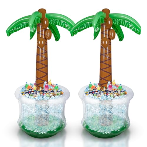 Playbees Inflatable Palm Tree Cooler 60' - 2 Pack Blow Up Palm Tree Party Cooler, Luau Hawaiian...
