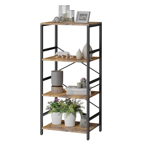 Whitmor 4 Tier Bookshelf - Small Book Shelf Industrial Bookcase,