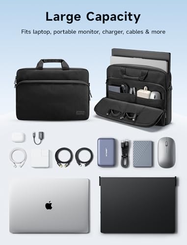 Image of JSAUX FilpGo Extended Screen Laptop Bag, Premium Durable Travel Business Laptop Case for Notebook Tablet Monitor, Black