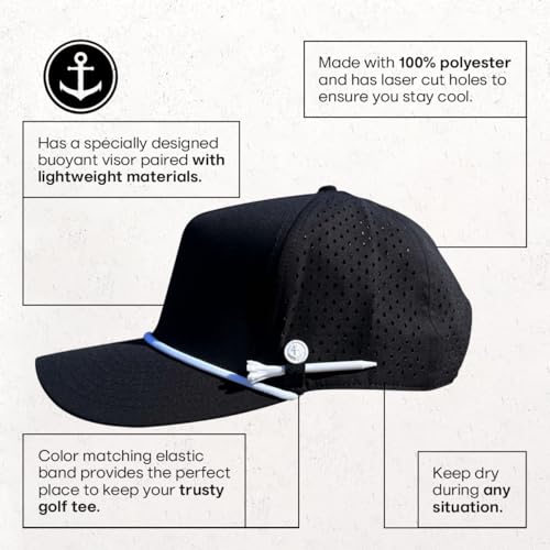 Image of ANKOR Performance Golf Rope Hat - UPF 50 Water Resistant Lightweight Thermoflex Snapback, Men's Hat Golf Tee Design Holder