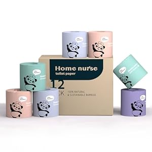 100% Unbleached Bamboo Toilet Paper, 4-ply 12 Rolls, Organic Natural Plant Toilet Paper Non Toxic, PFA Free, No Chemical, Septic Safe, Tree free, Unscented