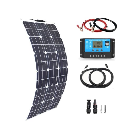 WUZECK 80W Flexibles Solarpanel Kit Set 12V Monokristallines Solarmodul+10A 12V/24V Solarladeregler + Solarkabel Off-Grid-System Solaranlage Komplettset 12v für Wohnmobil Häuser Balkon Camping