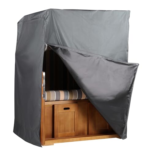 MR. DEKO Aero Protect - Funda protectora para sillón de playa, color gris oscuro, tamaño M, 120 x 80 x 160 cm (ancho x profundidad x alto), para sillones de playa de 2 plazas, transpirable y