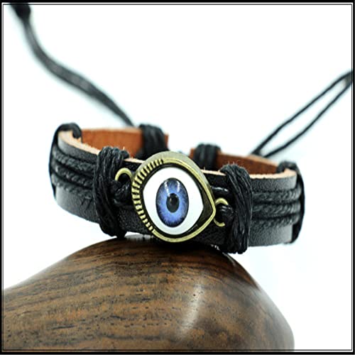 Pulsera ajustable de cuero punk étnico con amuletos para hombre y mujer miniatura 3