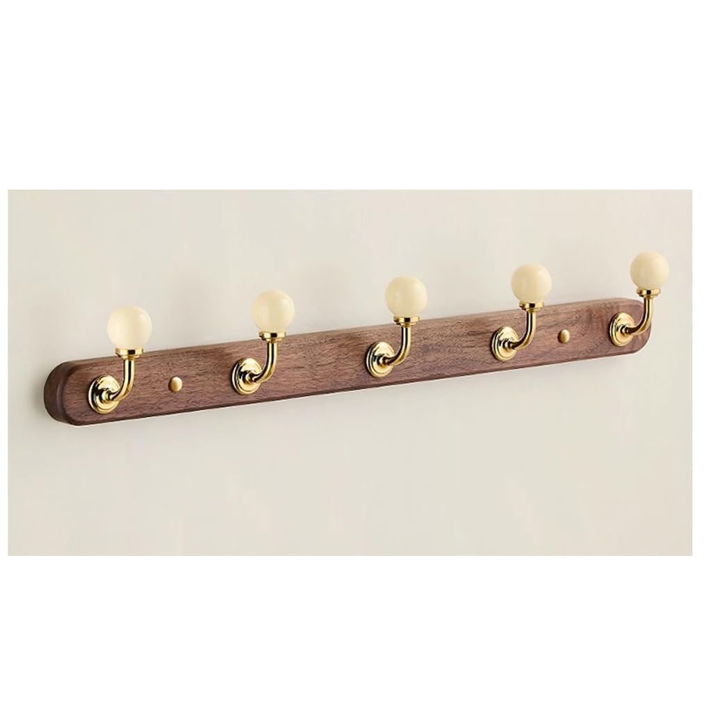 Wood Coat Rack Wall Mount,Walnut Wood Coat Hooks Hanger Wall Mounted 5hook
