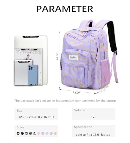 Image of abshoo Classical Basic Marble Womens School Backpack For College Teen Girls Water Resistant Bookbag (Marble Purple)