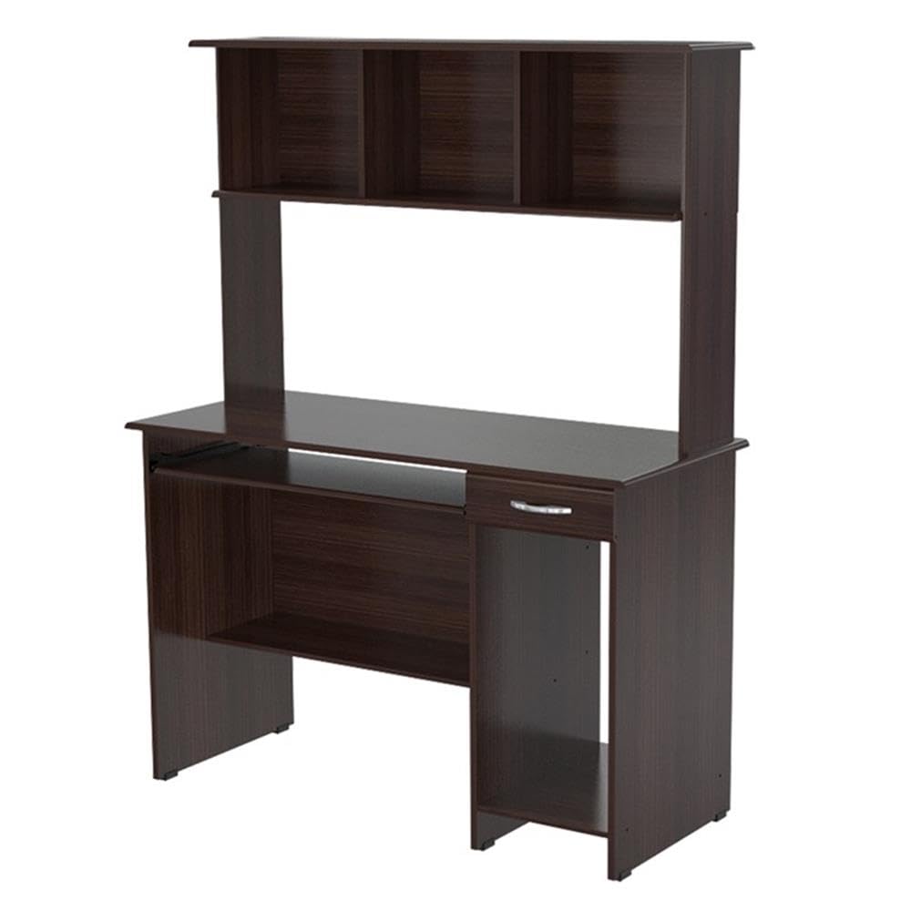 Inval Computer Workcenter with Hutch, Espresso-Wengue, Brown, Large