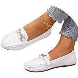 Onsoyours Loafer Damen Schuhe Elegant Flach Lässige Halbschuhe Bequeme Slipper Damenschuhe D Weiß 37 EU
