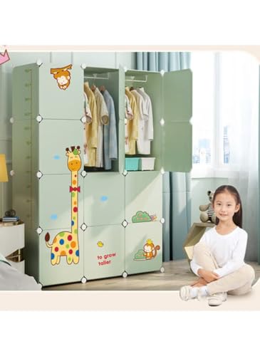 Image of EXVITO 8 Door Kids Plastic Wardrobe for Clothes, Foldable Plastic Almirah for Clothes, Collapsible Wardrobe for Storage, Baby Cupboard for Clothes, Storage Rack for Kids - (Dyno Green, 12 Door)