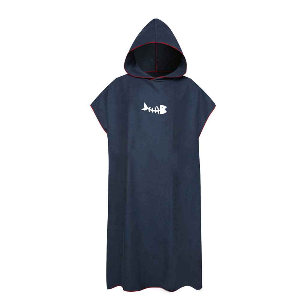 Sqer Navy Blue Hooded Towel Poncho Adult Towel Sleeveless Changing Robe Beach Portable Microfibre Wetsuit Universal Size Quick Drying Super Soft For Surfers Swimmers