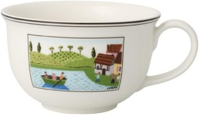 Villeroy & Boch Charm and Breakfast Design Naif Coffee at Lait Cup, 500 ml, Height: 7 cm, Premium Porcelain, White/Multicolour, 1 Count (Pack of 1)