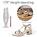 LVOMU Women's Leather Studded Slingback Chunky Heel Sandals Pumps with Adjustable Ankle Buckle Fashion Breathable T-Strap Open Square Toe Mid Heels Sandals Prom Party Wedding Dress Shoes (Apricot,6)
