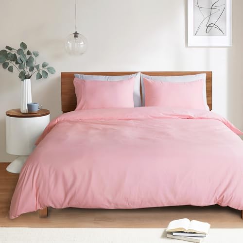 Image of Mejoroom Blush Pink Duvet Cover King - Comforter Cover - Soft and Breathable Bedding Duvet Cover with Zipper Closure, 3Pieces, 1 Duvet Cover (104x90) and 2 Pillow Cases(20x36)