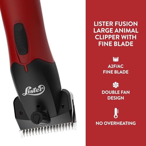 Lister WAHL Fusion Large Animal Clipper Fine Blade for Horses, Cattle, Goats, Alpacas & Livestock (258-40720) - Premium Cattle & Sheep Shears - Perfect for Show Hogs - Complete Shears Kit - Red - Thumbnail 4