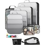 Veken 9/11 Set Compression Packing Cubes for Travel Essentials,Compressible Expandable Large Luggage Suitcase Organizer Bags for Clothing,Durable Space Saver Storage Bags with Toiletry Bags(Black)