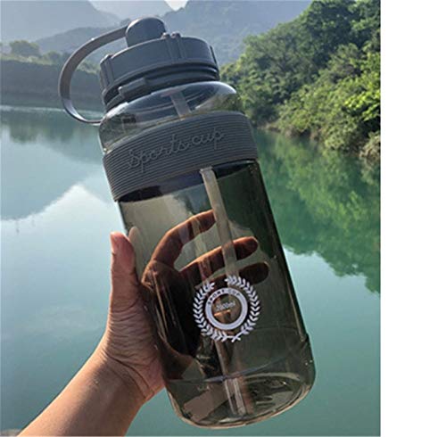 Bouteille d'eau grande capacité de 2L avec paille et corde