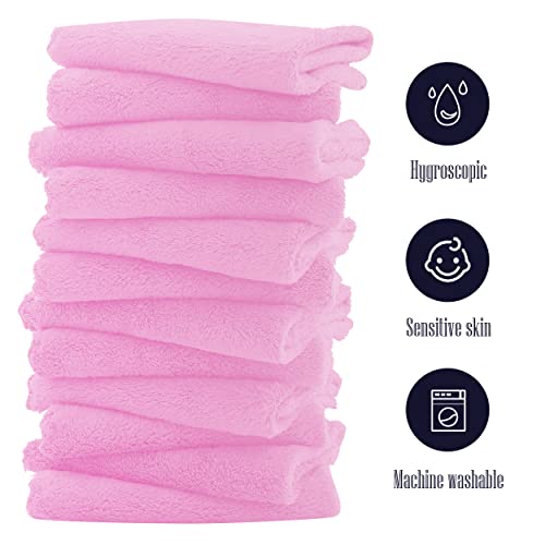 Image of 16 Pack Baby Washcloths - Luxury Coral Fleece - Extra Absorbent and Soft Wash Clothes for Newborns, Infants and Toddlers - Suitable for Sensitive Skin and New Born-Baby Shower-Frozen Berry,10x10 Inch