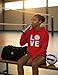Tstars Volleyball Hoodie Love Graphic Pullover for Teen Girls and Women Sporty Sweatshirt for Players Fans Coaches Medium Red