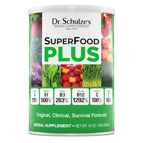 Dr. Schulze's SuperFood Plus - Everyday Superfood Supplement to Support Overall Wellness - Clean, Quality Nutrition - Supports Metabolism & Daily Energy - Gluten-Free & Dairy-Free - 14 oz