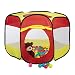 Relaxdays 10022471 Piscina con 100 Palline per Bambini da 3 anni Tenda Pop up Ball pool HLP: 70x85x100 cm, Esagonale Rosso Giallo