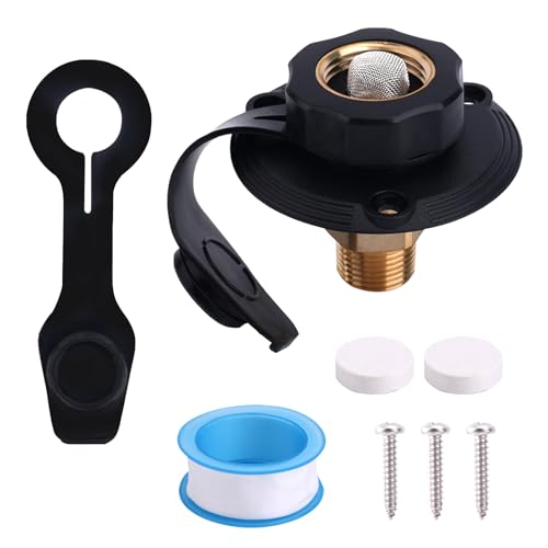 Image of BOXOB RV City Water Inlet with Brass Check Valve, Anti-Backflow 3 /4 inch NH Female to 1 /2 inch NPT Male RV Water Inlet Replacement for Camper Trailer Marine Motorhome