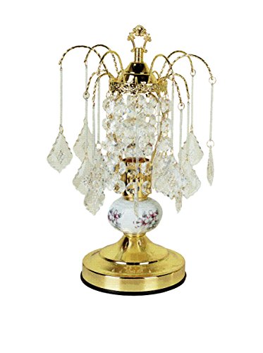 15" Tall Steel Table Lamp with Gold finish, Ceramic Dcor