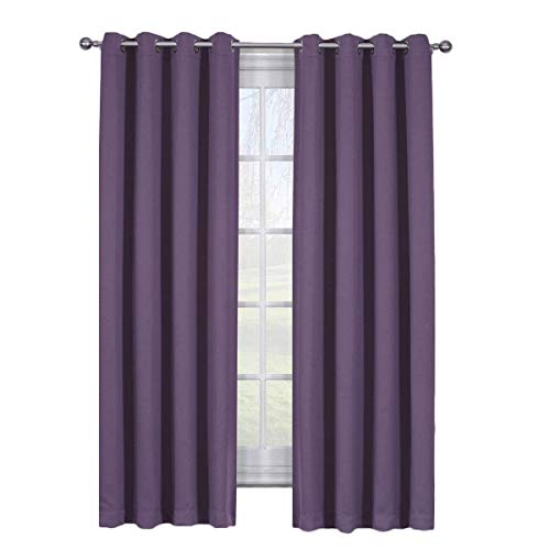 Royal Bedding Ava Purple Curtains, Top Grommet Blackout, Triple Weave Blackout Window Curtain