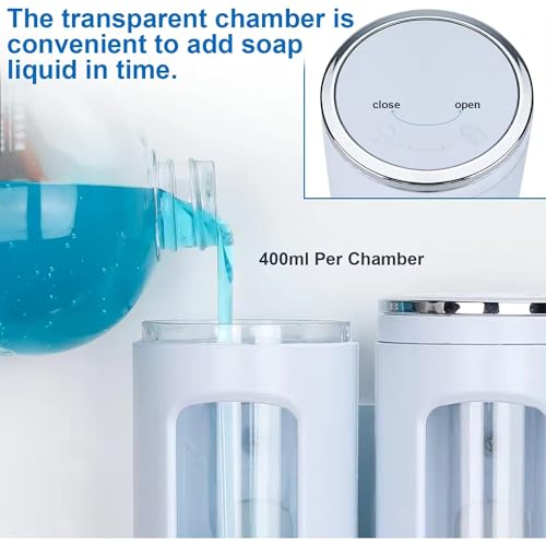 Image of CLIBO Wall Mounted White Liquid Soap Dispenser 400ml ABS Plastic for Bathroom N Kitchen | Handwash, Shampoo, Conditioner, Lotion, Shower Gel Dispenser | Leak-Proof, Durable & Easy Refill (Pack of 1)