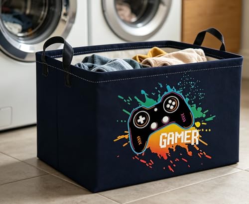 Image of Rectangle Kids Baskets Game Basket Cute Storage Bin Organizer Boys Box for Room Decor Gift Basket(Game)