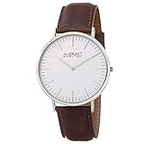 August Steiner Men's AS8084XBR Quartz Classic Silver Dial Slim Case Watch with Brown over Nubuck Leather Strap