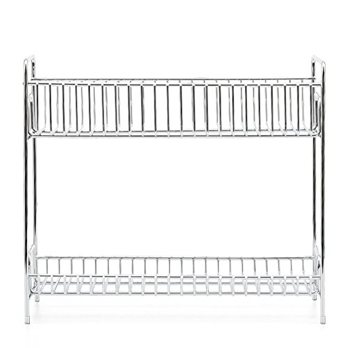 Ezoware 2-Tier Standing Spice Seasoning Rack, Jars Bottles Cans Storage Organizer Holder Shelf For Kitchen Pantry Bathroom Countertop - Chrome #TOP4