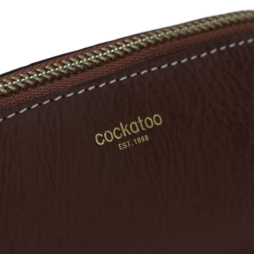 Image of Cockatoo Genuine Leather Pencil Pouch, Accessories holder, Stationery Bag, Zippered Pen Case for Work & Office (Rythmic Red)