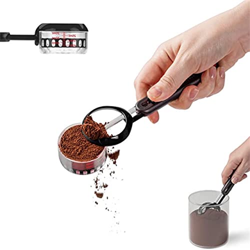 TIYGHI Pulver Einstellbarer Hebel Messlöffel mit langem Griff, Einstellbares Volumen Esslöffel Messlöffel, Genaue Lautstärkeregler für Kaffee, Proteinpulver (Schwarz) Cover