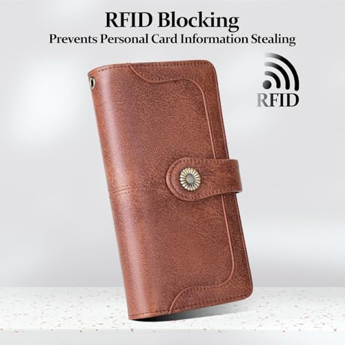 Image of FALAN MULE Wallets for Women Trifold Wristlet Wallets Large Capacity RFID Blocking Ladies Purse Credit Card Holder