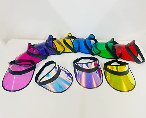6 Pack Visors Hats Women Unisex Clear Plastic Colorful Sun Visor Uv Adjustable Golf Beach Bingo Hat Summer Headwear Bridal Party Cap Vegas Dealer #TOP2