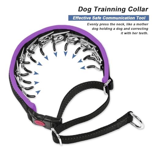 Image of Martingale No Pull Dog Collar - Heavy Duty Nylon with Buckle, Adjustable Anti Pull Reflective Slip for Large Medium Small Dog Training Walking M Purple