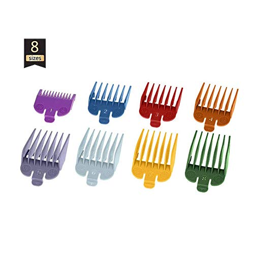 Hair Clipper Attachments Comb,Professional Hair Trimmer/Clipper Color Coded Cutting Guides/Limit Combs for Electric Hair Trimmer Shaver (8Pcs)