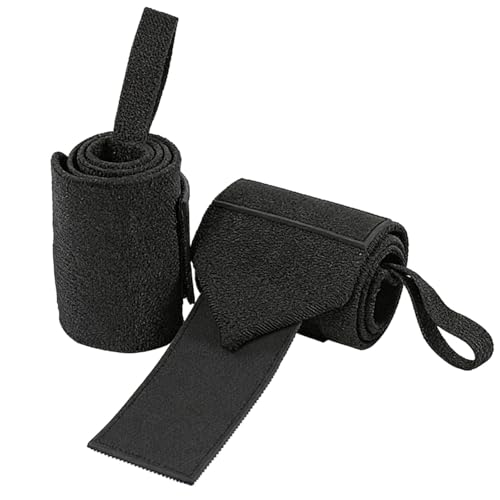 Muñequeras para levantamiento de pesas negras de algodón ajustable 55cm equipo de gimnasio