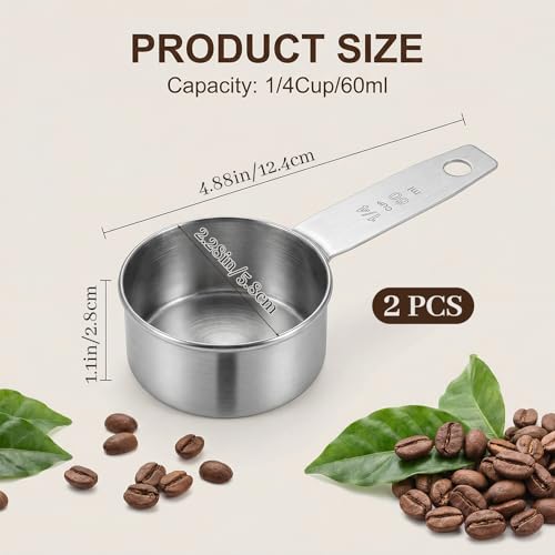 Medidor 1/4 Taza 60 ml Acero Inoxidable 2 Pcs miniatura 2