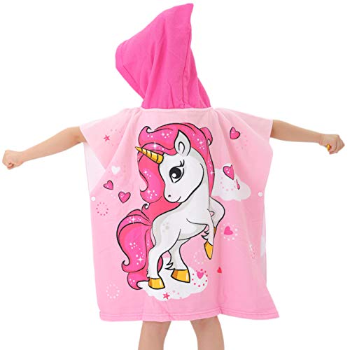 Image of NovForth Kids Beach Towel for Boys Girls, Hooded Bath Towel Wrap, Toddler Pool Towel with Hood