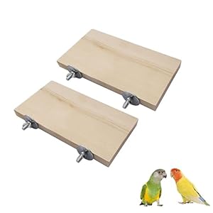 2PCS Bird Platform Flat Wooden Stand Pet Platform Climbing Platform Bird Cage Accessories for Small Animals Parakeets Budgies Chinchilla Hamster Rat Mouse Parrot