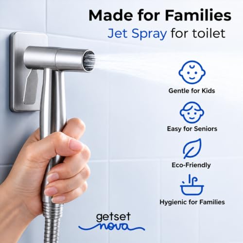 Image of Health Faucet Stainless Steel Jet Spray Gun for Toilet | Silver & Copper Ion Shield Kills 99% Germs | Leak-Proof Bathroom Health Faucet 1 Year Warranty (Jet Spray)