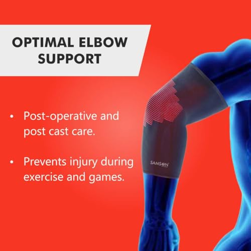 Image of SAMSON Tennis Elbow Support - Pain Relief & Compression, Perfect for Gym, Yoga, Cricket & Badminton (Pair, Large)