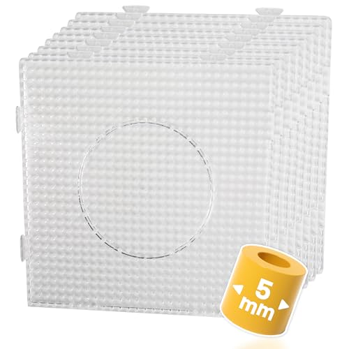 Smowo® 8 Plaques de perles de fer à repasser carrées et transparentes – Lot de plaques à brancher – Perles à repasser – 14,5 x 14,5 cm