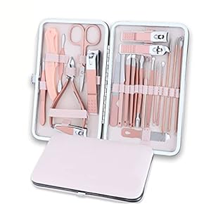 Clipper de uñas Sistema de uñas de acero inoxidable Tijeras de uñas duraderas 16 piezas de herramientas de cuidado…